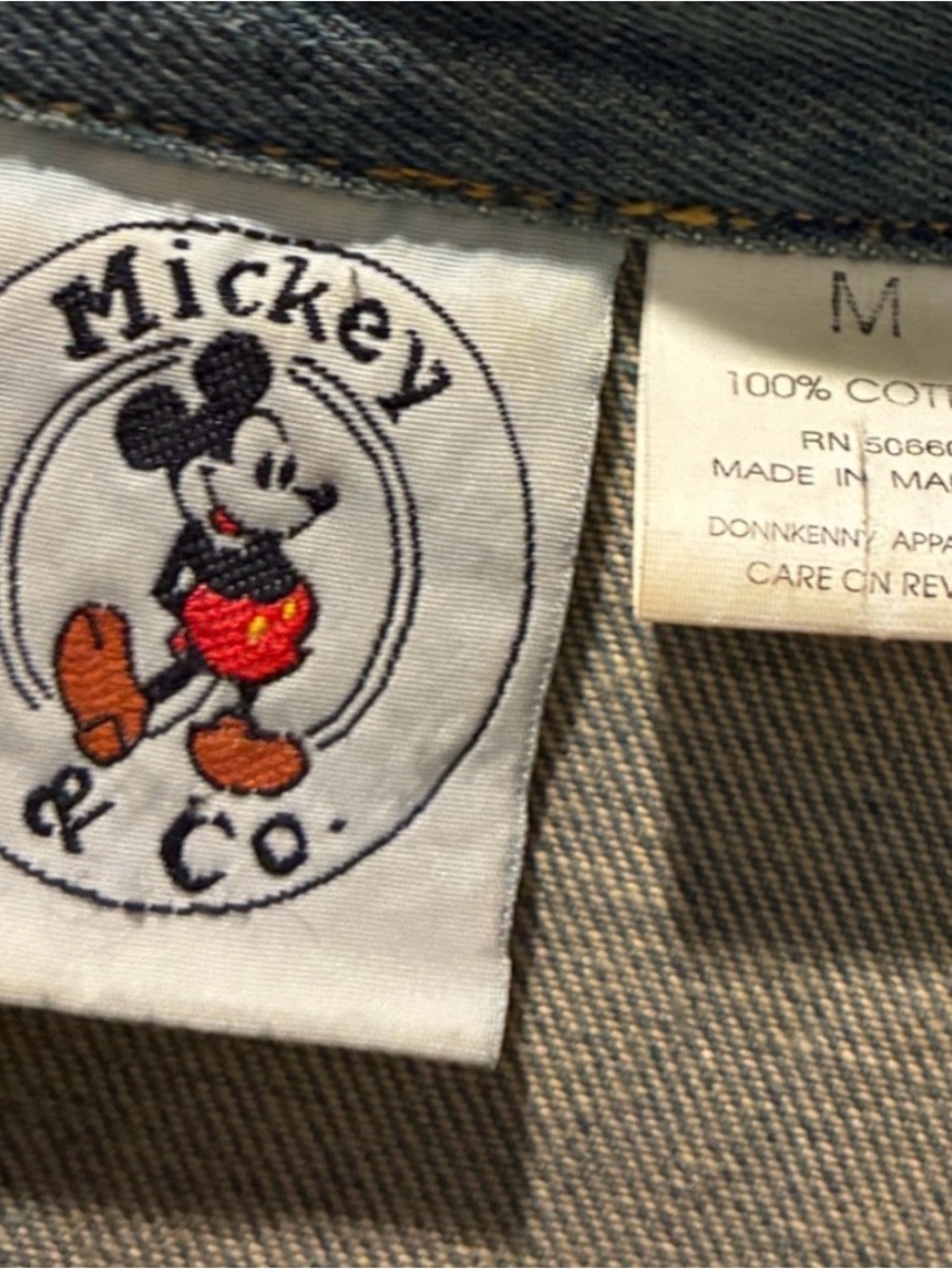 Disney Blue Jean Jacket with Colorful Mickey & Minnie Back Patch - Picture 4 of 4